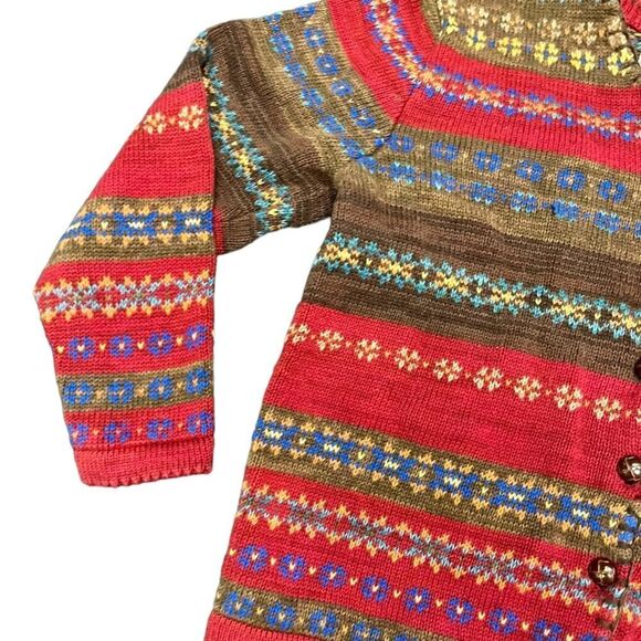 Vintage Lady’s Tiara Red & Brown Cardigan Sweater Size Petite Medium - Picture 4 of 8